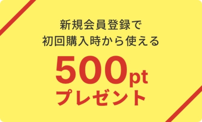 新規会員登録で初回購入時から使える500ptプレゼント